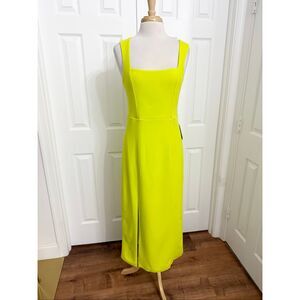 Show Me Your MUMU Neon Citrine Yellow Sleeveless Eden Midi Dress Large NWT